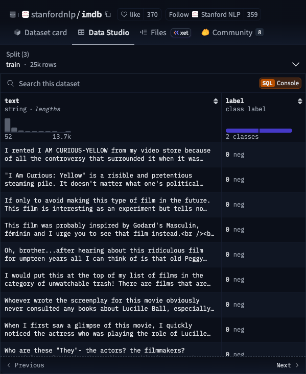 Hugging Face Dataset Viewer 页面截图