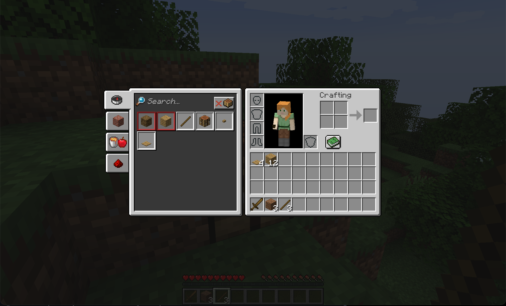 Minecraft 合成界面——AI 需要学会在这样的 GUI 中完成精确操作